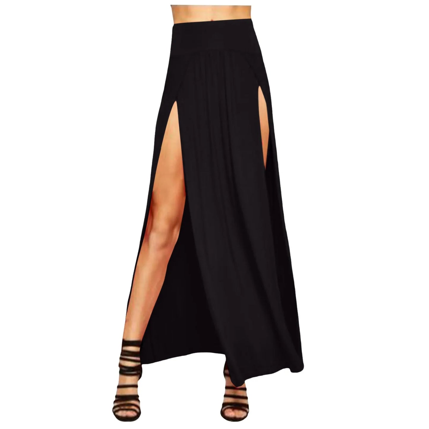 Skirts for Women Double Split Maxi Plain Slit 4 22 Short Leather Skirt