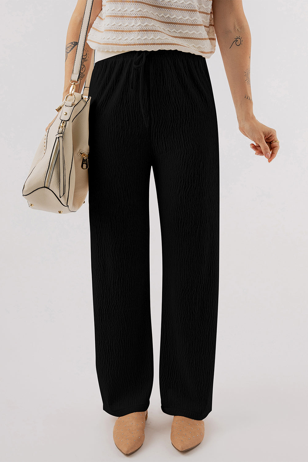 Textured Straight Leg Pants