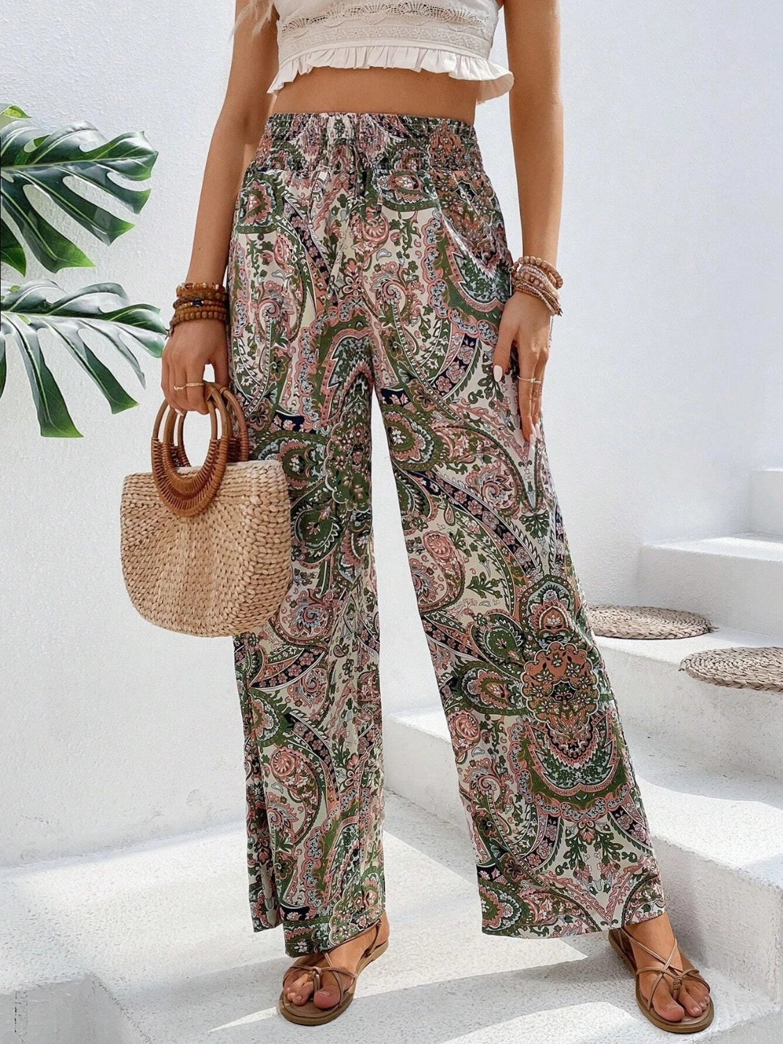 Printed Wide Leg Pants