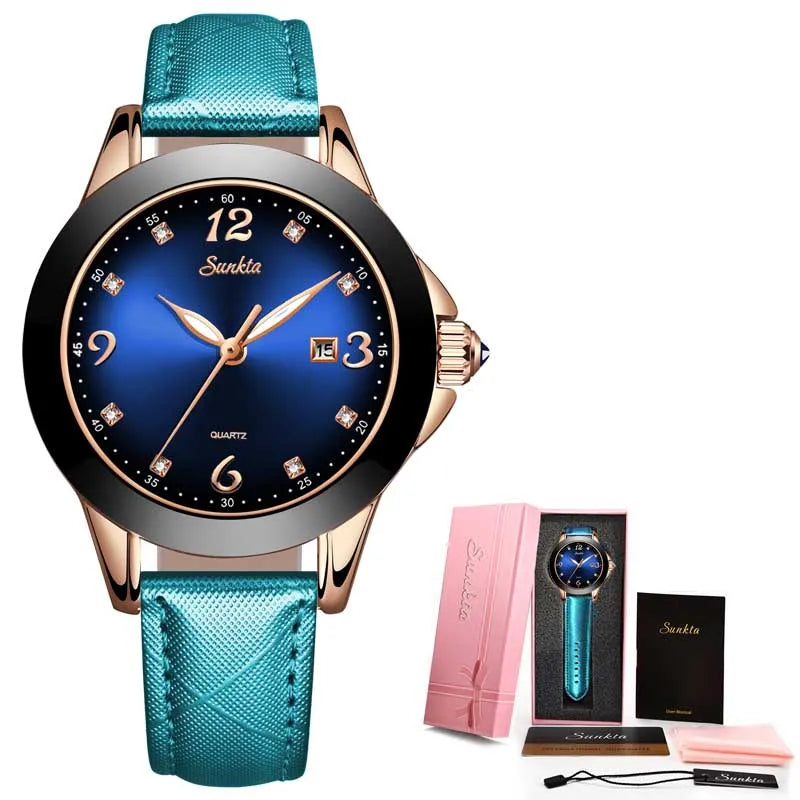 Quartz Watch Women Blue Waterproof Bracelet Watch